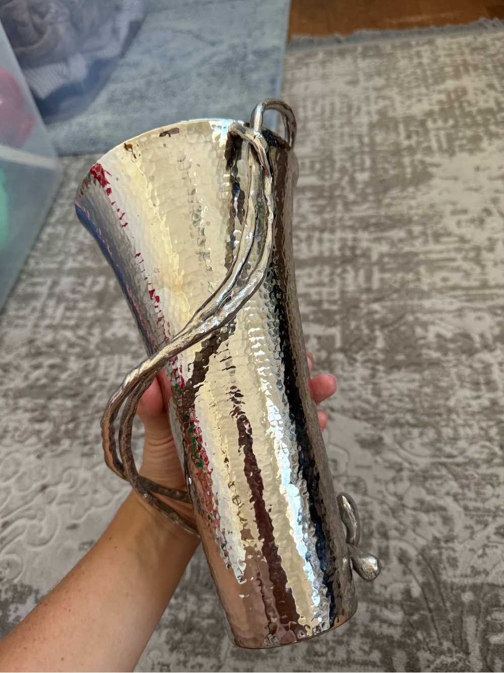 MICHAEL ARAM Wisteria Vase Silver Hammered
